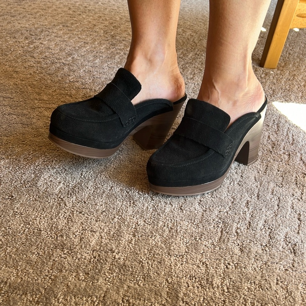 Splendid VINA SUEDE PLATFORM CLOG, Black, 8 1/2